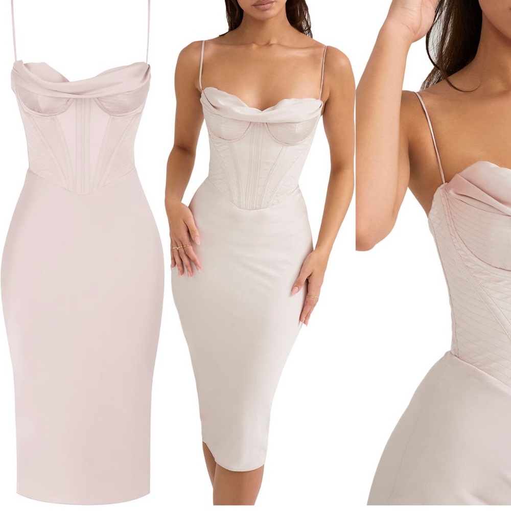 House of CB Corsette satin SLIPDRESS NWOT
